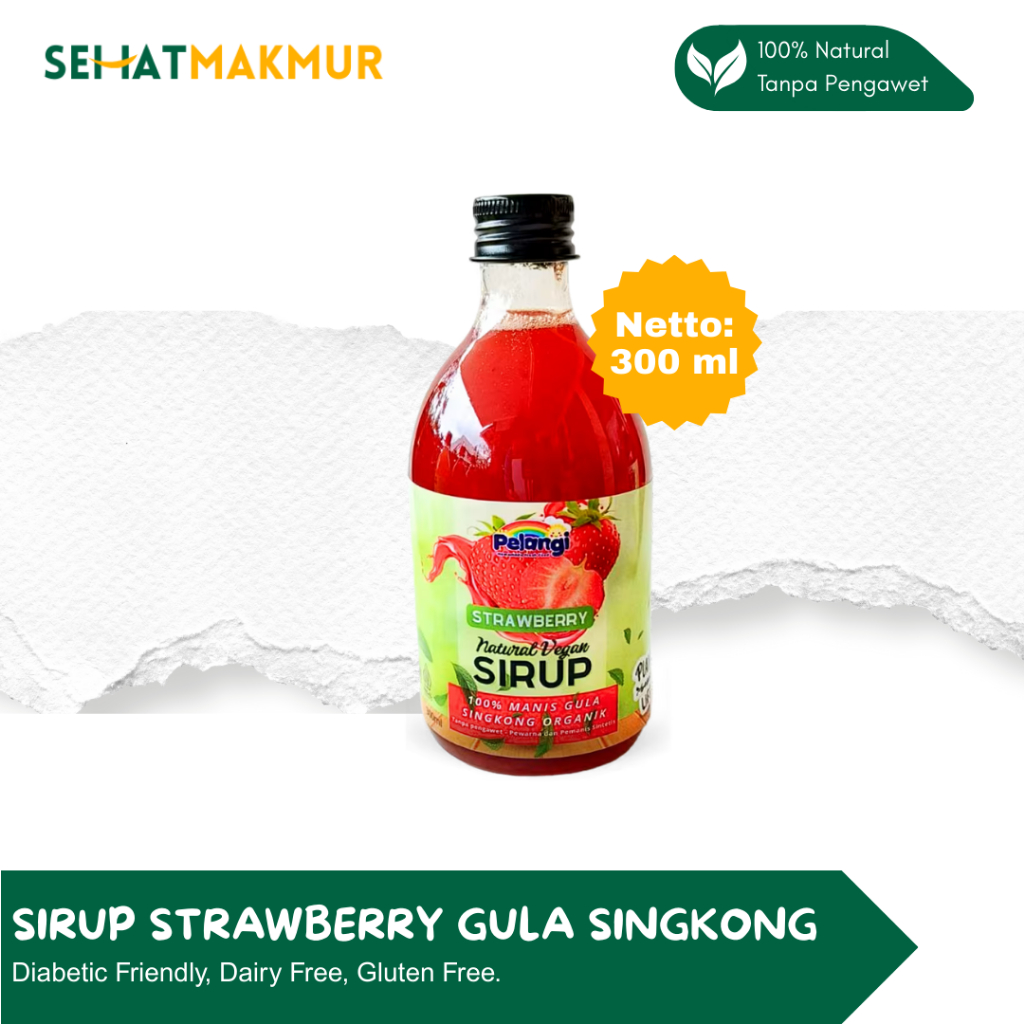 

Pelangi Homemade - Sirup Strawberry Gula Singkong (Sirup Vegan, Diabetic Friendly)