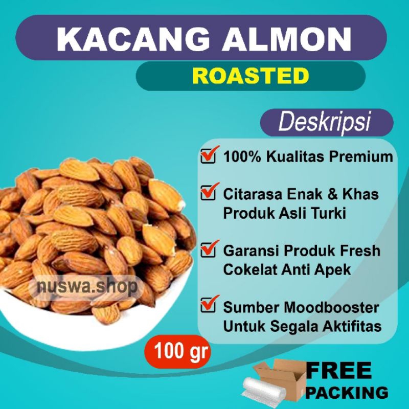 

kacang almond roasted/panggang kacang diet full nutrisi