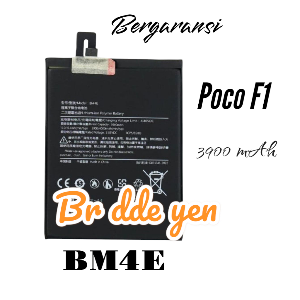 Baterai for Xiaomi Pocophone F1 . POCO F1 . BM4E BM 4E BM-4E Battery Bateray Baterei Batere Batre Ba