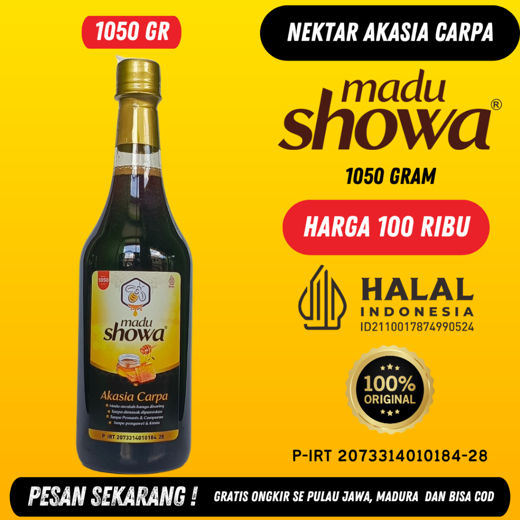 

Madu Showa Akasia 1 Kg Plus 50 Gram 100 % Asli (Botol Tinggi)