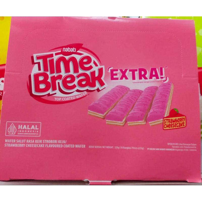 

Nabati time break extra wafer salur rasa strowberry 320gr isi 10 bungkus