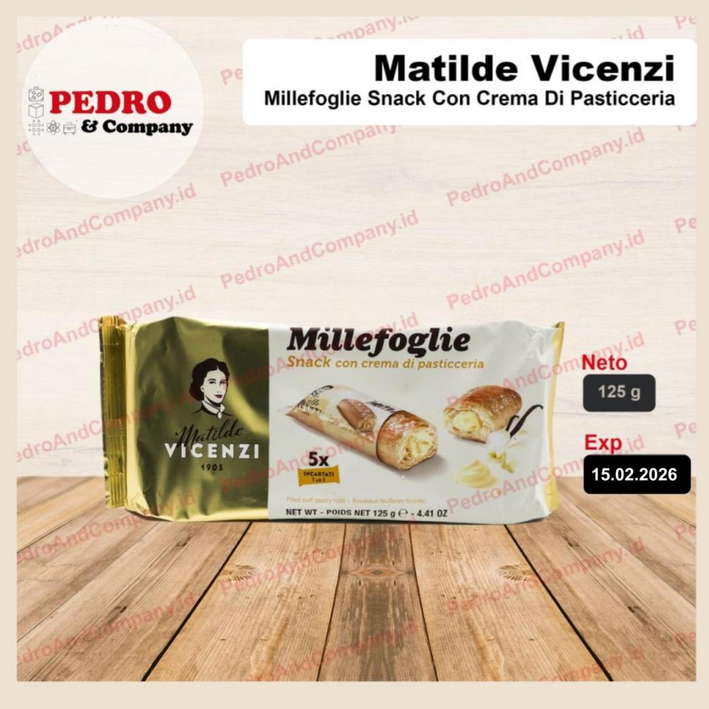 

Matilde vicenzi biskuit puff pastry rolls vanilla cream krim 125 gr - biscuit import italy