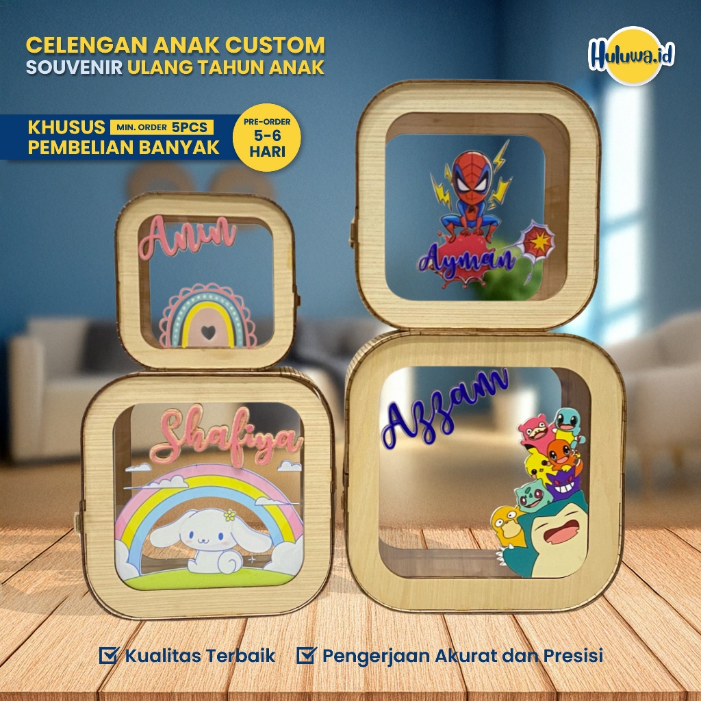 Celengan Anak Aesthetic / Souvenir Ulang Tahun Anak / Celengan Anak Custom / Hampers Ulang Tahun