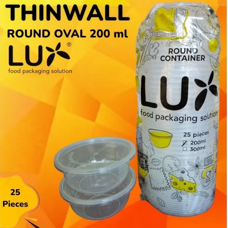 Thinwall Round 200 ml LUX 25 Pcs Tahan Panas/Thinwall Mangkok Plastik Oval/Cup Puding 200 ml