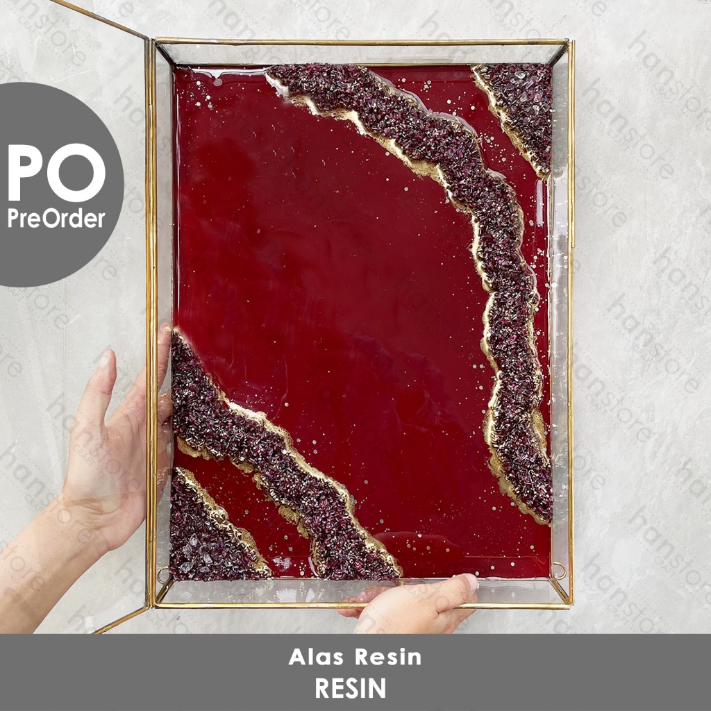 PO 30 x 40 / 40 X 50 cm BOX Resin Terarium Kotak Persegi Kaca Custom warna Pink Biru Ungu Maroon  / 