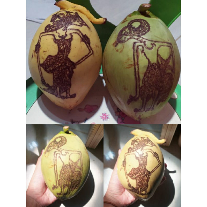 Jasa Ukir Gambar Wayang di Kelapa untuk 7 Bulanan atau Tingkeban Adat Jawa | Mitoni | Wayang | Tingk