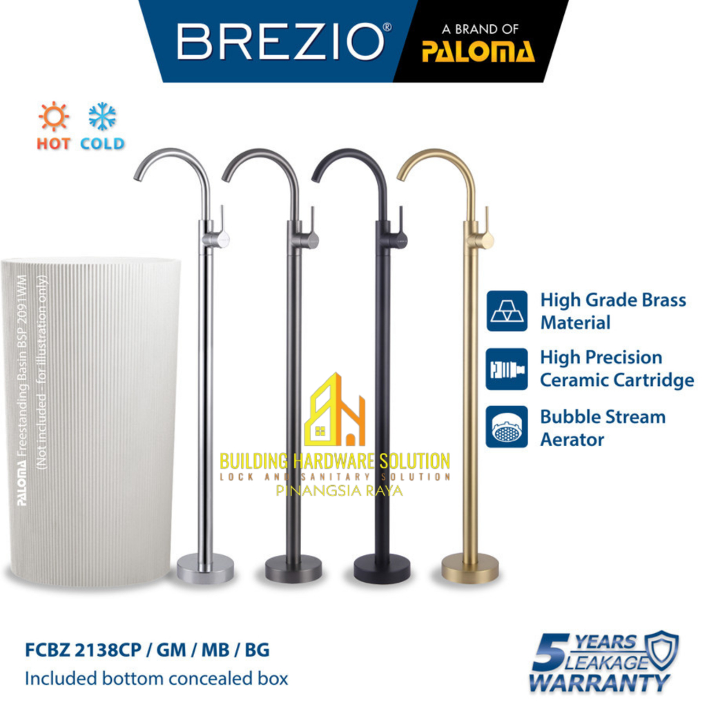 BREZIO Keran Wastafel Freestanding Floor Standing Pedestal Cuci Tangan Kran Air Panas Dingin Berdiri
