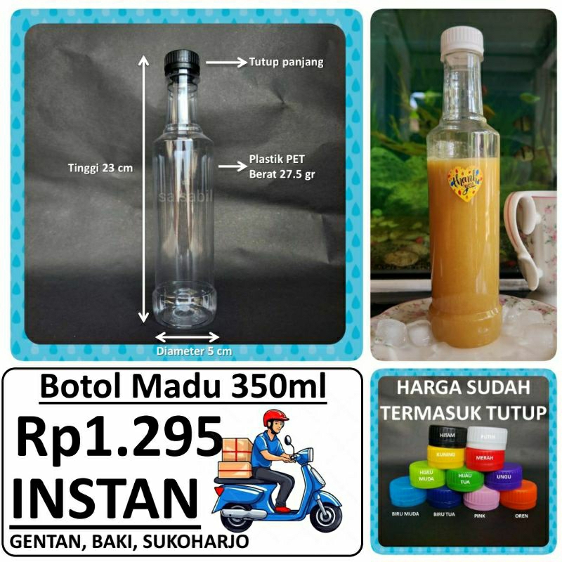 (INSTAN) Botol Madu 350ml Tutup LN / botol plastik 350ml