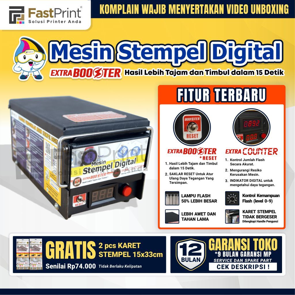 

Fast Print Mesin Stempel Digital Extra Booster Full Plat Besi