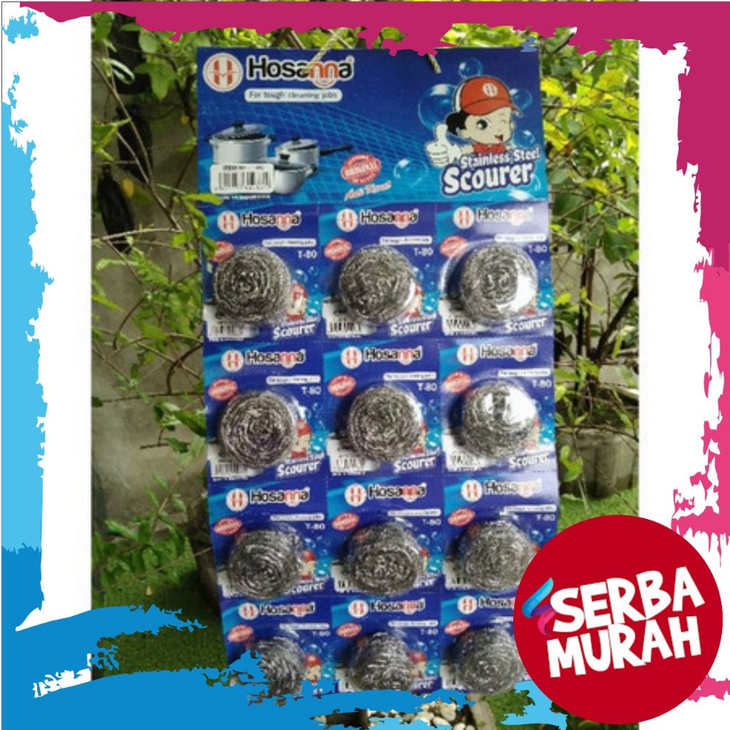 Hosana Sabut Cuci Piring Stainless 1 renteng 12 Pcs 1 lusin T-80 Tebal Besar