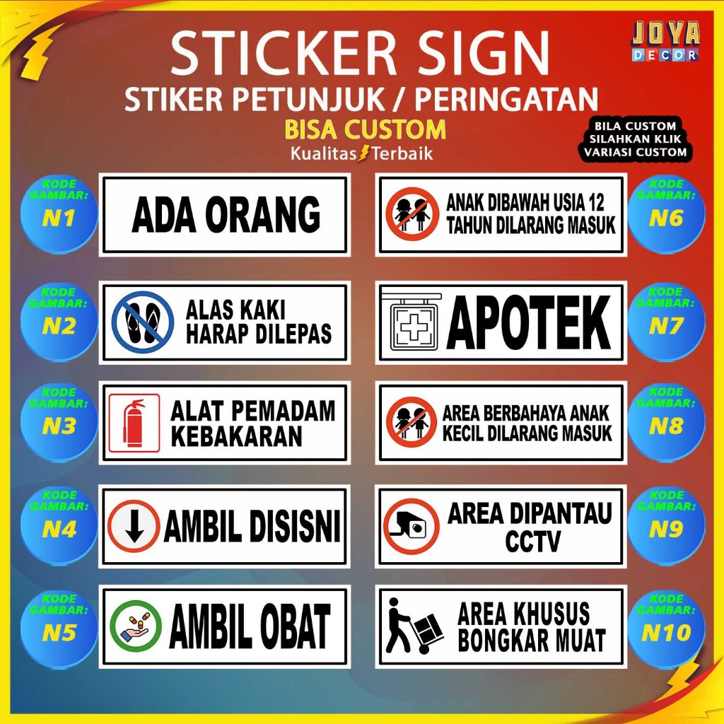 Sticker Stiker Petunjuk Warning Pengumuman ada orang ambil disini awas lantai licin awas kepala N1
