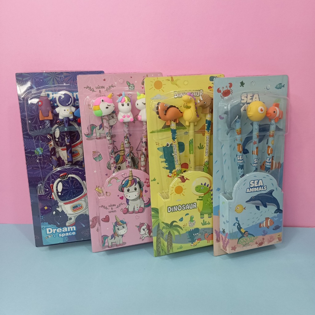 

STATIONERY SET PENSIL ISI 3 + PENGHAPUS KARAKTER