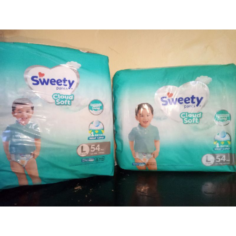 Popok Sweety silver pants ukuran L isi 54 pcs