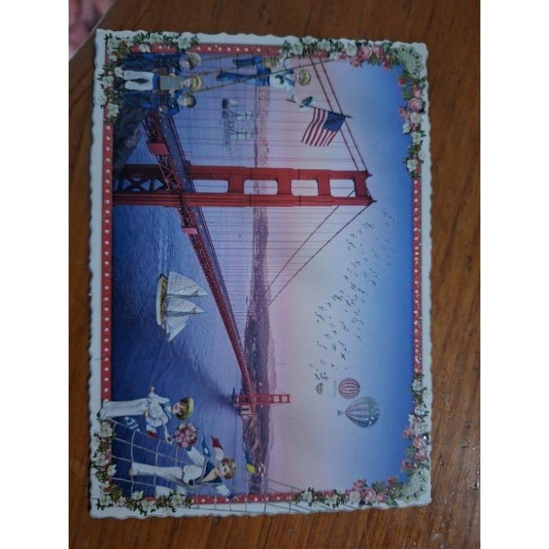 

kartu pos Tausenschon golden gate usa/glitter postcard