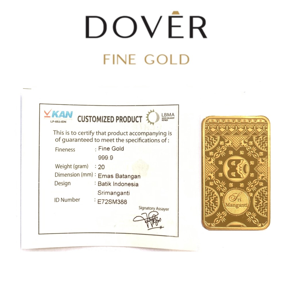 Logam Mulia Emas Antam Batik Indonesia Sri Manganti Limited Edition Seri III 20 gram Tanpa Box