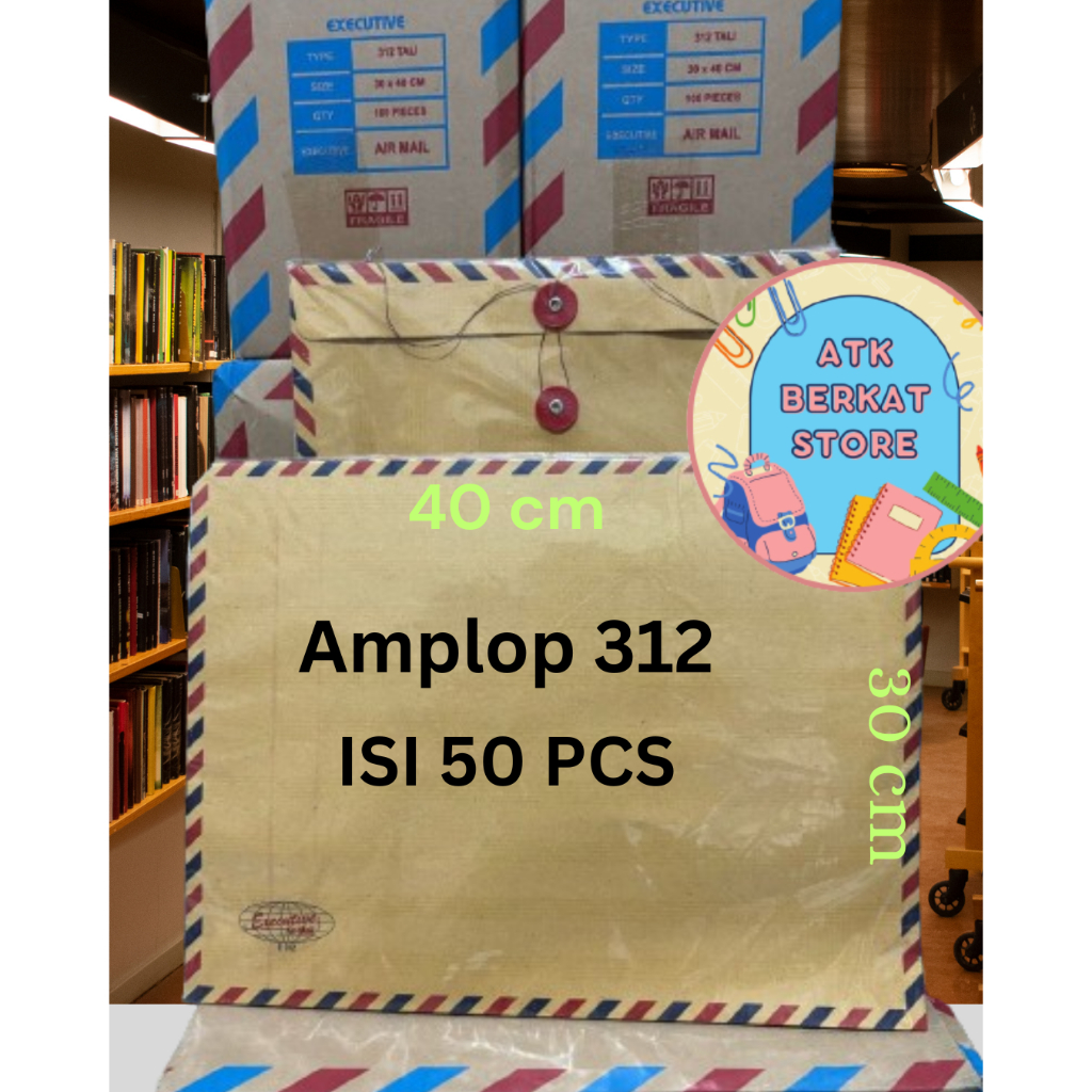 

[50 pcs] Amplop Coklat Air Mail Tali Executive 312
