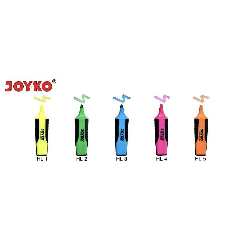 

JOYKO - HIGHLIGHTER - PENANDA BERWARNA = KUNING HL-1 / HIJAU HL-2 / BIRU HL-3 / MERAH MUDA HL-4 / ORANYE HL-5