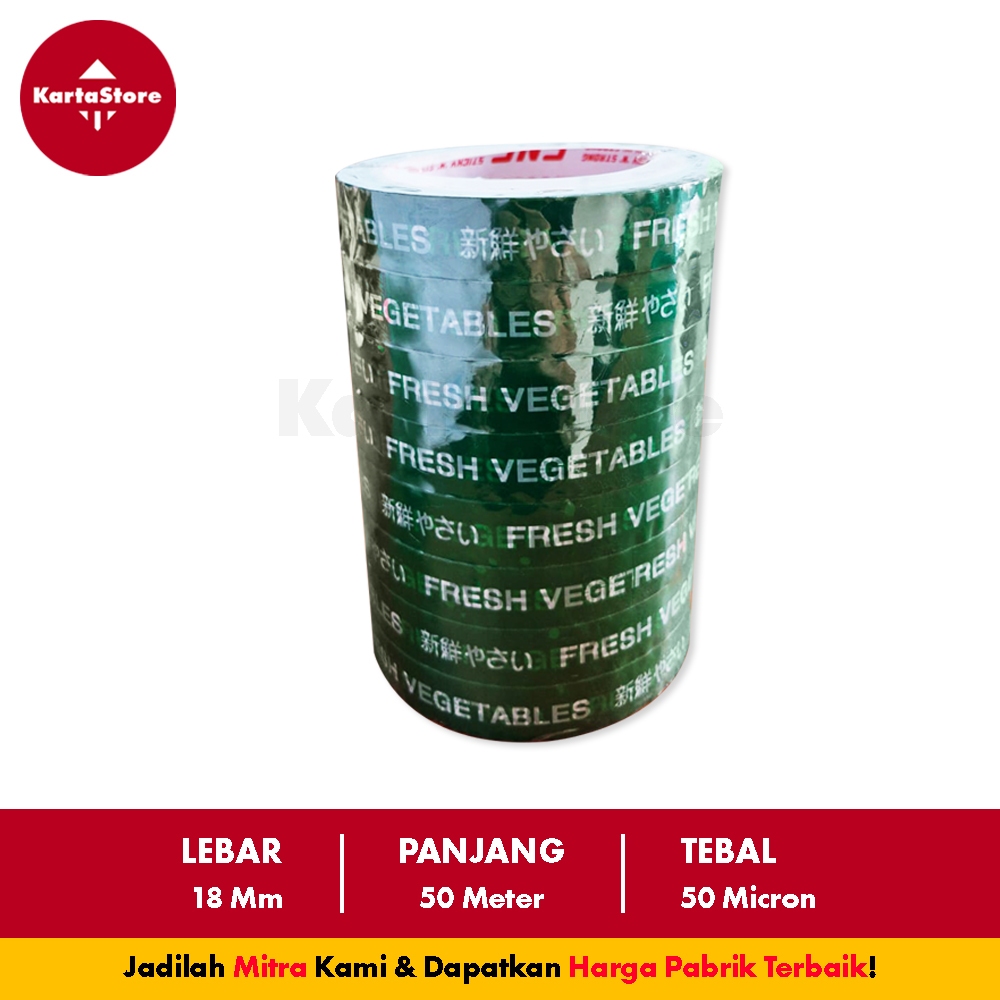 

Isolasi Sayur Fresh Vegetables 18mm x 50 Meter x 50 Mikron SNS