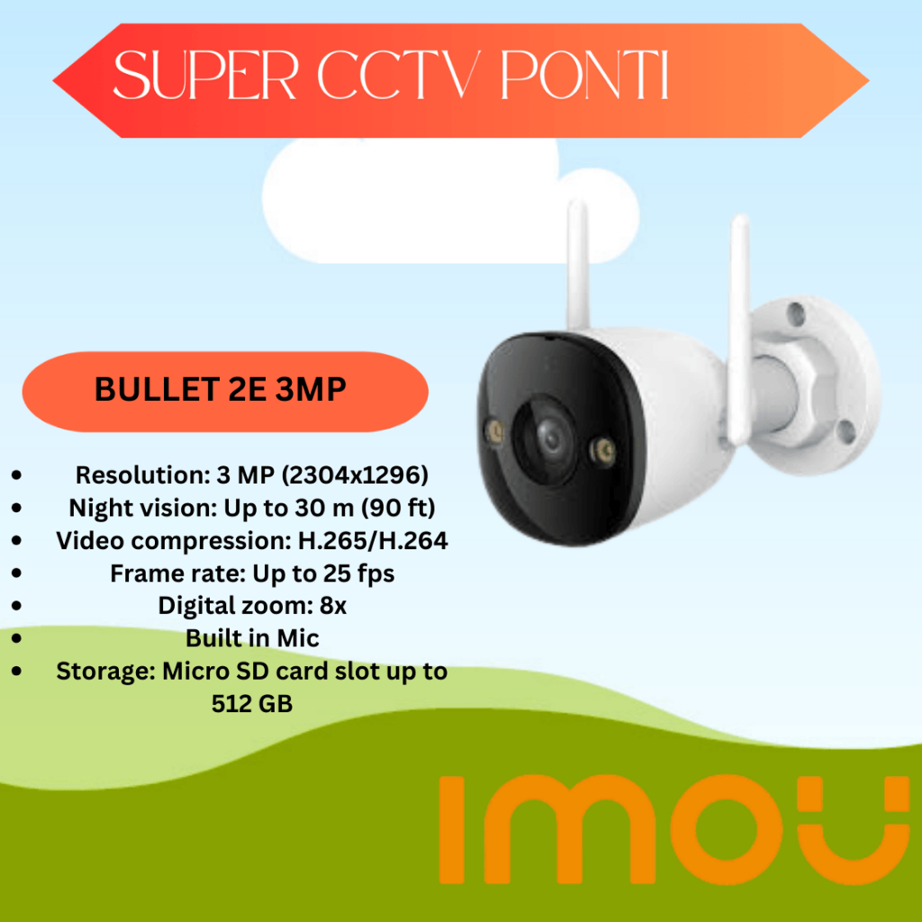CAMERA CCTV WIFI IMOU BULLET 3MP OUTDOOR