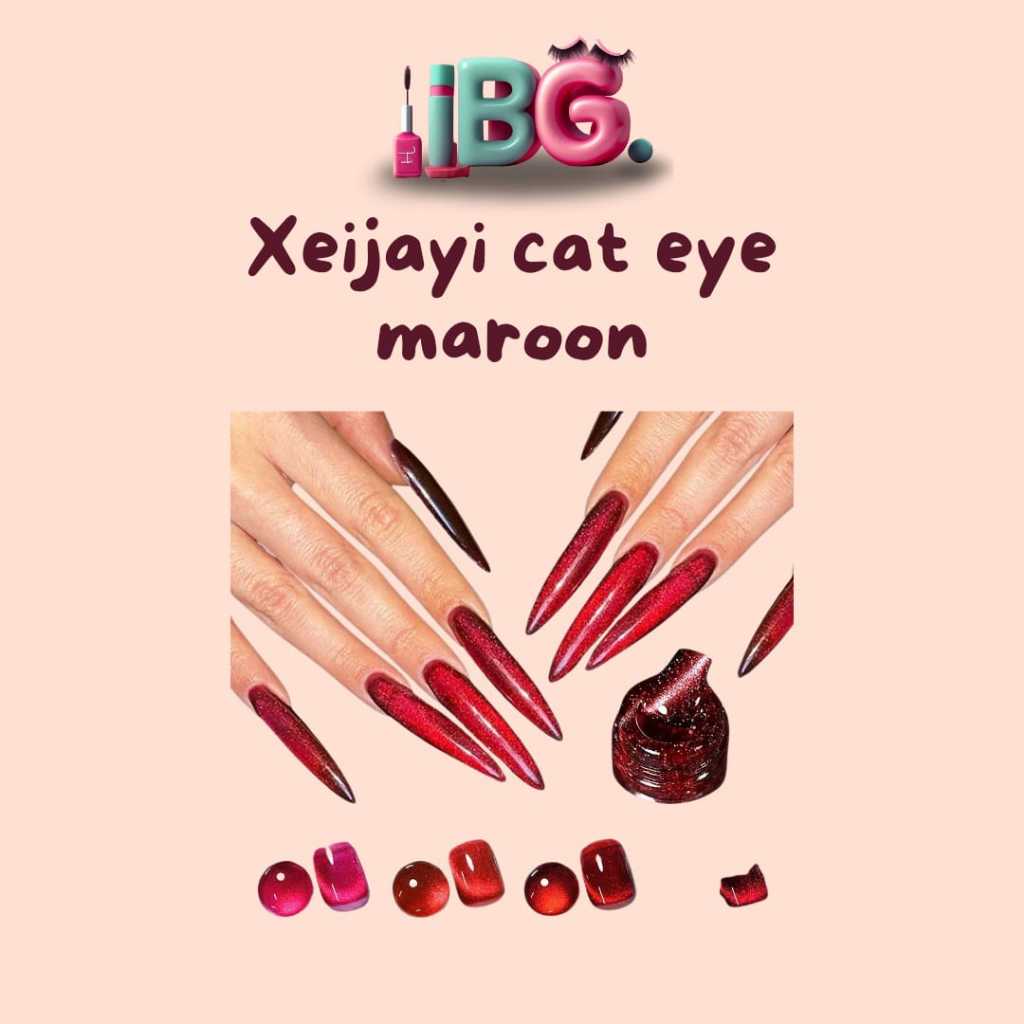 Xeijayi Cat Eye Merah Maroon Cat Eyes Merah Merah Marun Cat Eye Gel Xeijayi Metal Red Cat Eyes
