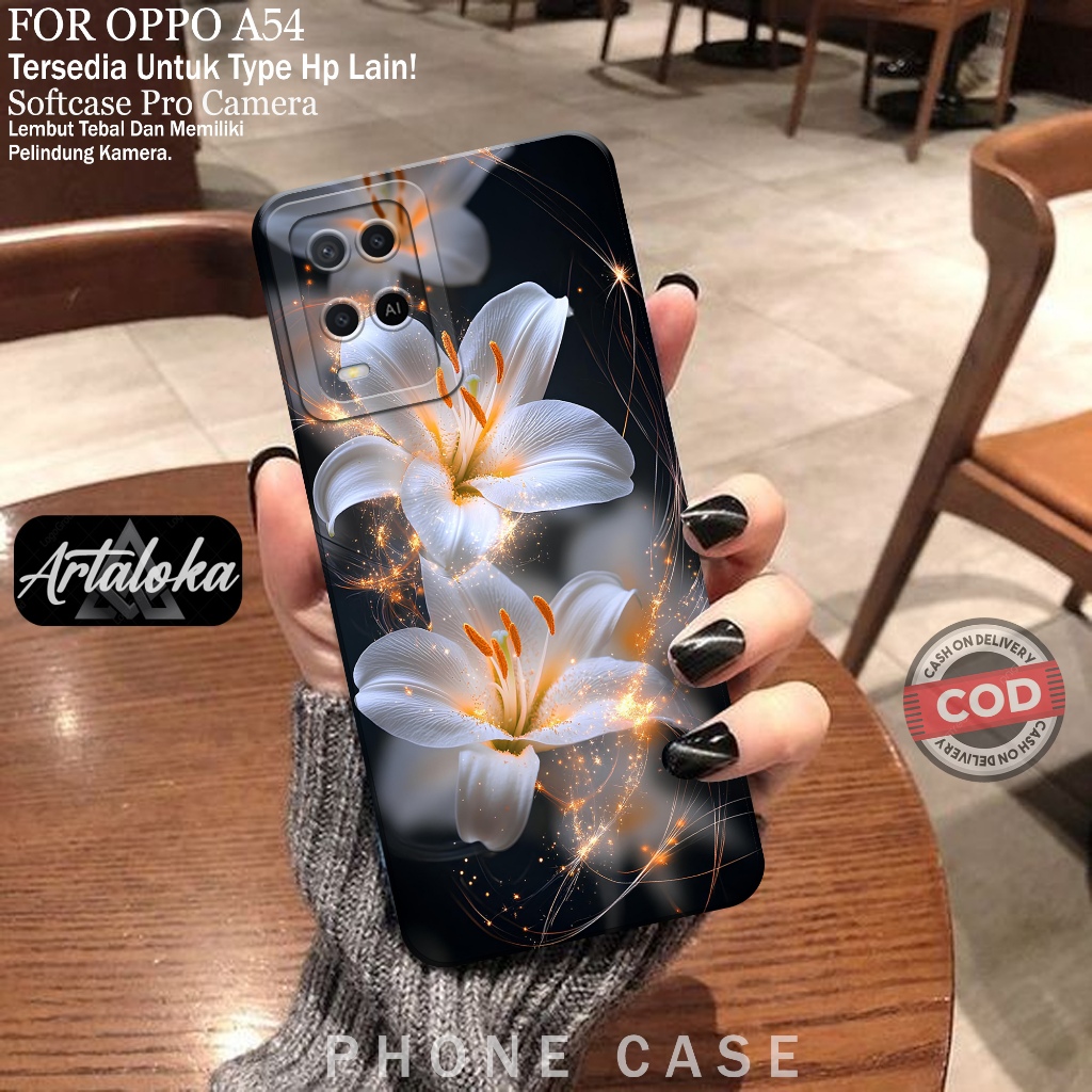 Softcase Hp Oppo A54 Fashion Case Bunga Case Oppo A54 Silikon TPU Pro Camera Casing Oppo A54 Cover H