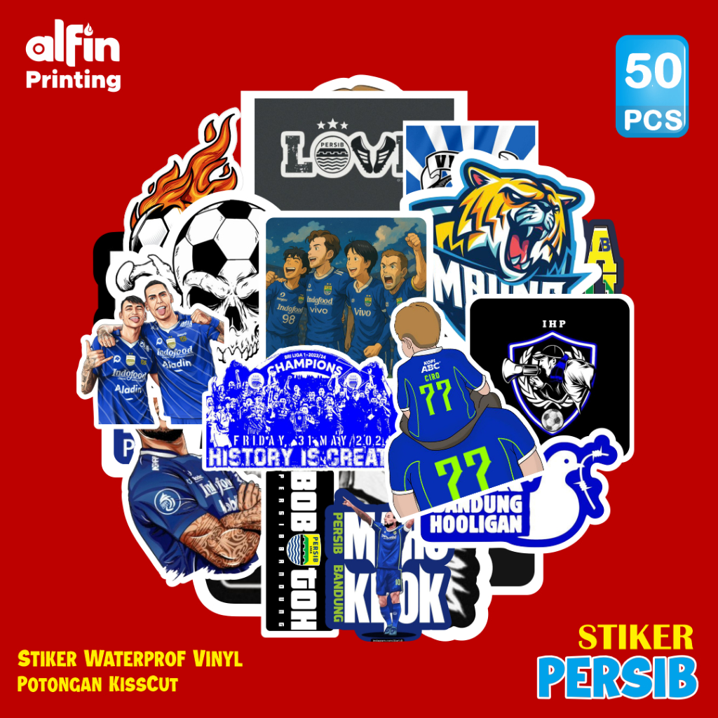 

Sticker pack- Stiker Persib Custom-Vinyl Laminasi Waterproof/Tahan air/ Stiker bola Viking Persib/ Stiker laptop/ Stiker helm/Stiker Ultras persib bandung / Murah dan Cepat