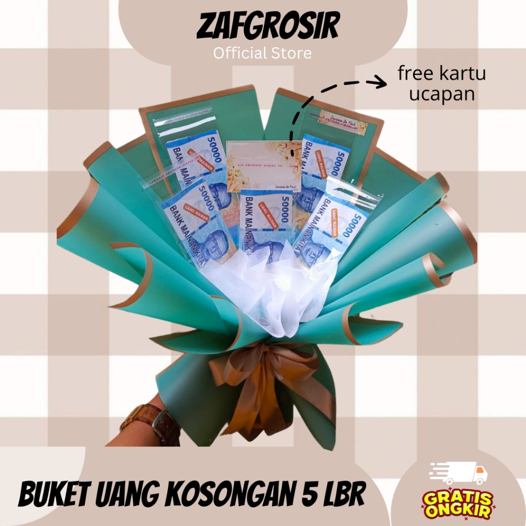 FREE KARTU UCAPAN / BUKET UANG KOSONG ISI 5 LEMBAR / BUKET WISUDA / BUKET ULTAH / BUKET WEDDING