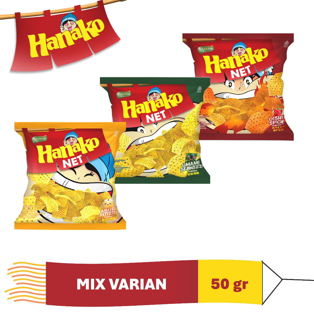 

Hanako Snack Net Mix Varian 3 x 50 gr