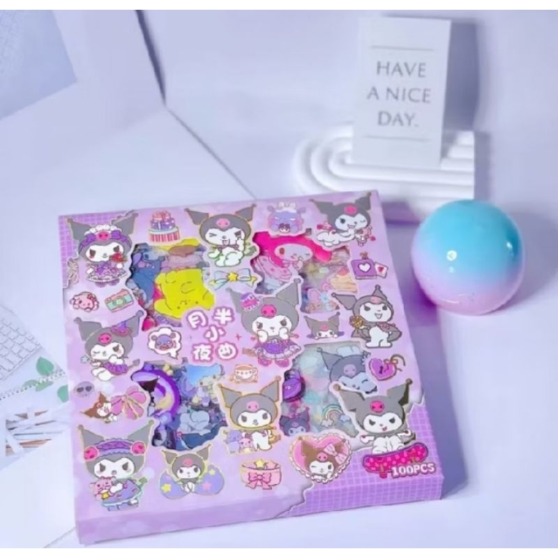 

Stiker Sanrio Karakter Kuromi dan Melody Anti Air Korea Lucu - Sticker Waterproof PVC Dekorasi Botol Minum HP Laptop 2D Aesthetic