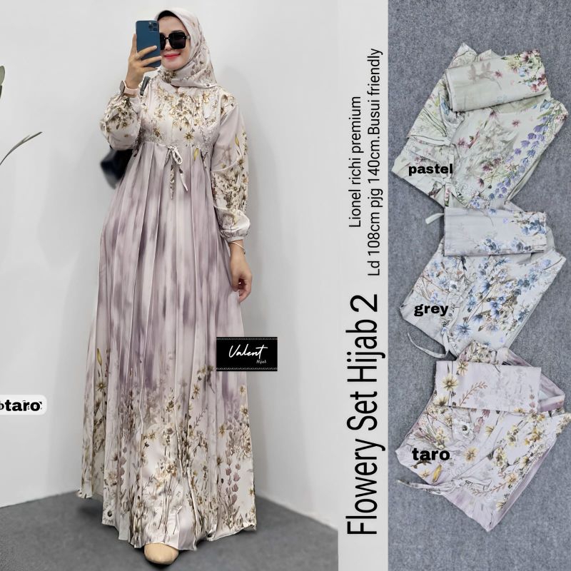 Flowery Set Hijab Premium By Valent Hijab