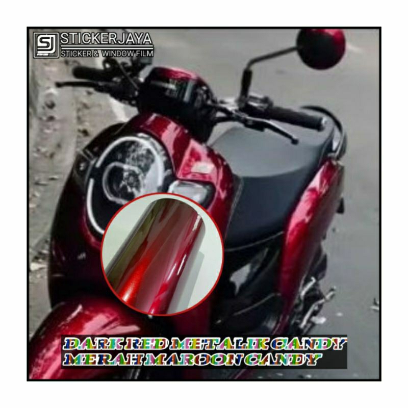 Promo Sticker Scotlite Merah Tua Mettalik Candy Scotlite Dark Red Candy Skotlet Motor Vario Merah Tu