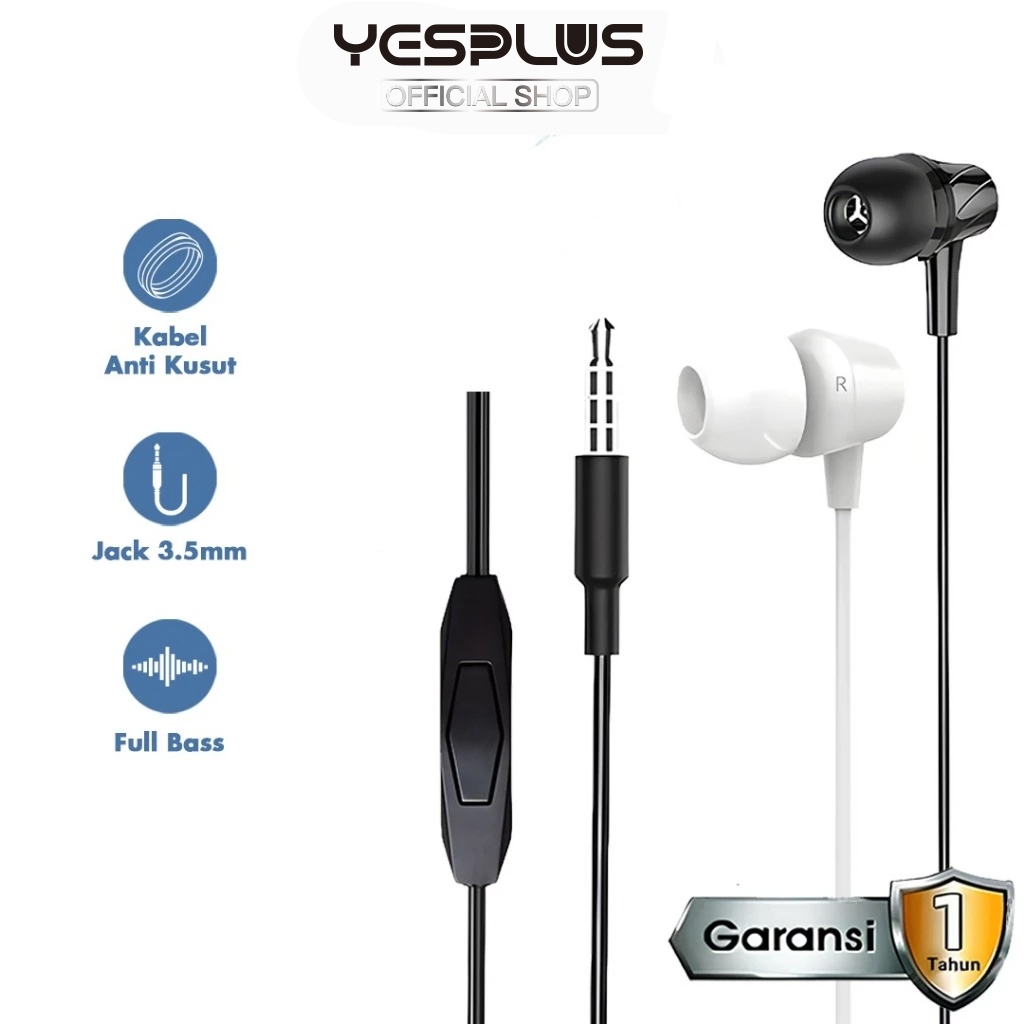 Headset YESPLUS YS-142 Earphone Stereo Putih 3.5mm