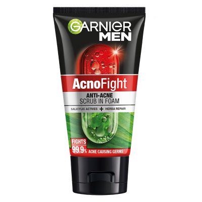 GARNIER MEN ACNO FIGHT SCRUB IN FOAM/SABUN WAJAH PRIA/GARNIER