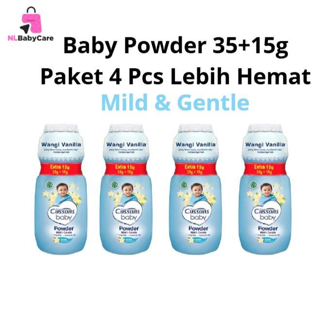 [ Paket 4 Pcs ] Cussons baby powder 50gr Bedak Bayi Paket Hemat