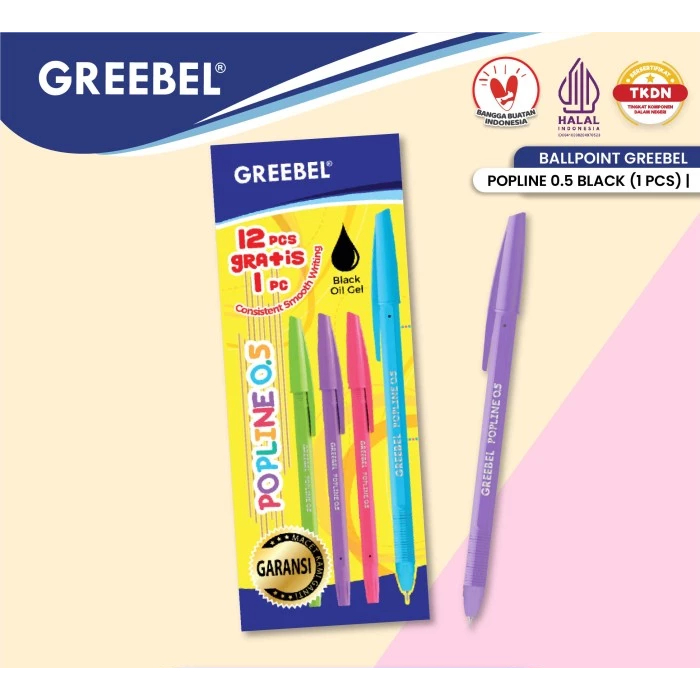 

[PAPERANDPLAY] GREEBEL PULPEN Ballpen POPLINE 0.5 | Ballpoint / Bolpen / Bolpoin | Pena Gel