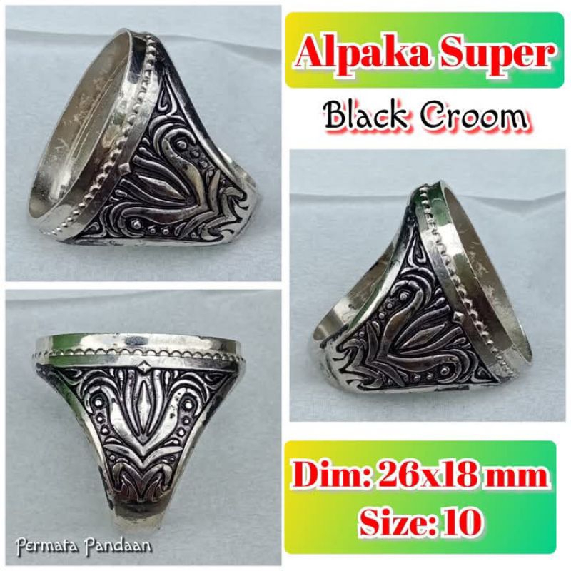 cincin emban batu akik alpaka super alpaka bakar.16