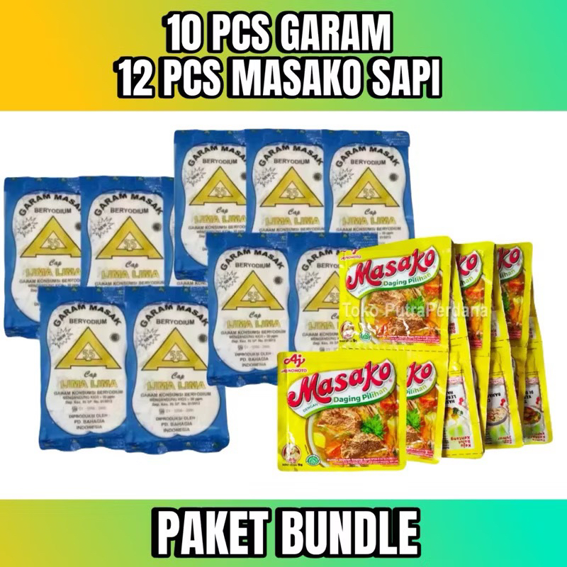 

Promo 10 pcs garam Masak beryodium + 12 pcs Royco/Masako 1 renceng