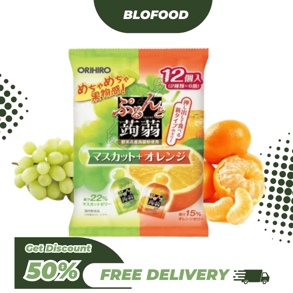 

BF.ID Orihiro Konyaku Jelly Pouch : Muscat + Orange 240g (12 pcs x 20 Gram) / Jelly Muscat Jepang