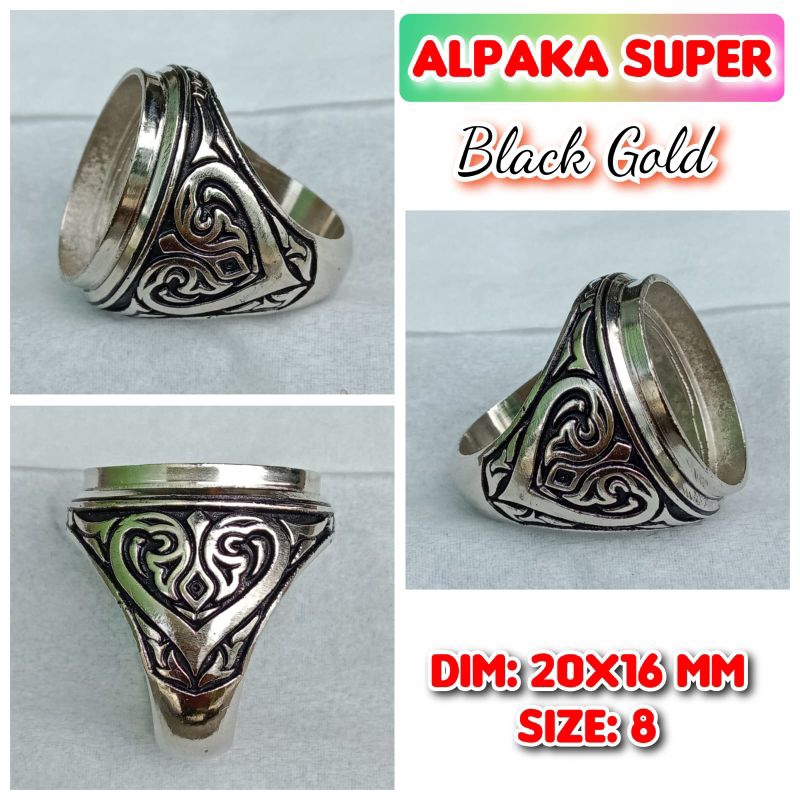 cincin emban batu akik alpaka super alpaka bakar.40