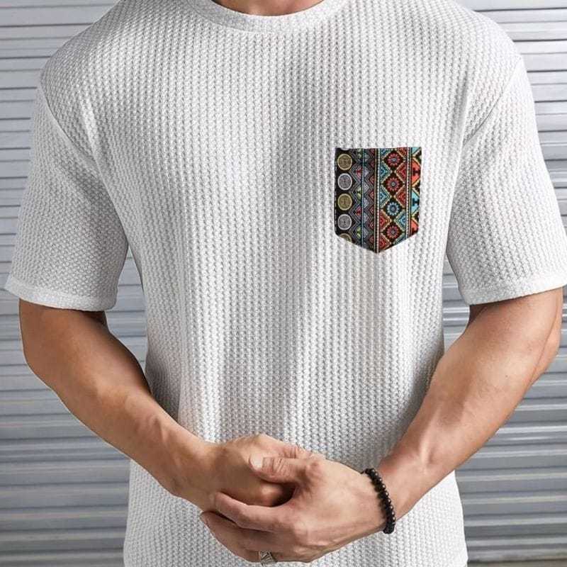 Kaos Rib Waffle Polos Lengan Pendek Premium Berkantong/Kaos Pria Rib Waffle Polos