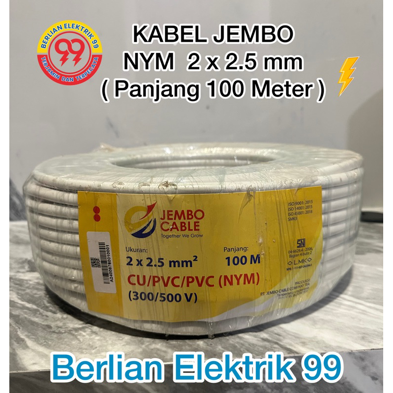 kabel jembo NYM 2x2,5mm putih (1roll 100meter)/kabel jembo NYM 2x2,5mm