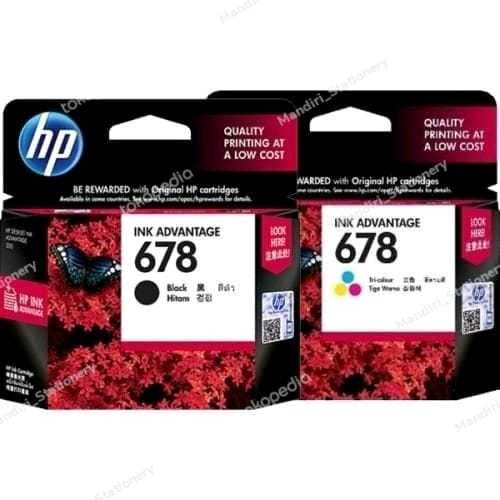 Tinta HP 1 Set 678 (Black & Colour) Original Cartridge Tinta Printer HP DeskJet 1515 2515 2545 2645