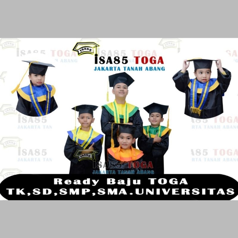 Toga Wisuda Anak Baju Toga Wisuda Anak SD Lengkap dengan Topi Samir dan Kalung Baju Toga Wisuda Anak