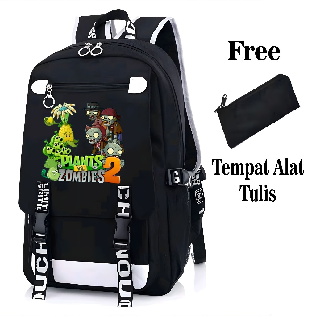 HS - TAS RANSEL SEKOLAH ANAK LAKI LAKI PLANTS VS ZOMBIE TAS SEKOLAH / Tas Plants VS Zombie untuk Ana