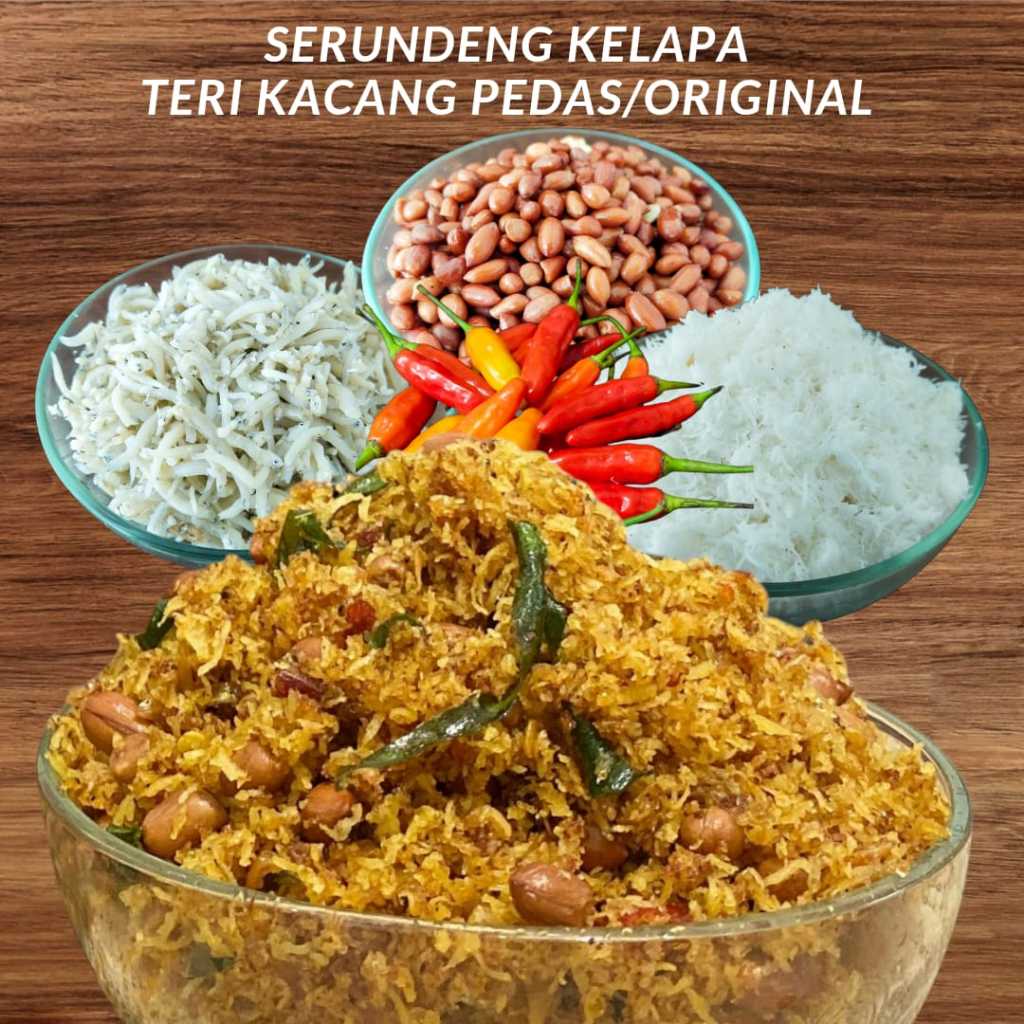 

Serundeng Kelapa Teri Kacang Pedas Manis Gurih Halal Original Khas Sunda