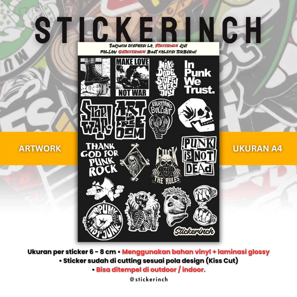 

Sticker Pack Artwork | Bahan Vinyl Glossy & Kiss Cut | Tahan Air dan Tahan Cuaca | Ukuran A4, A5, A6
