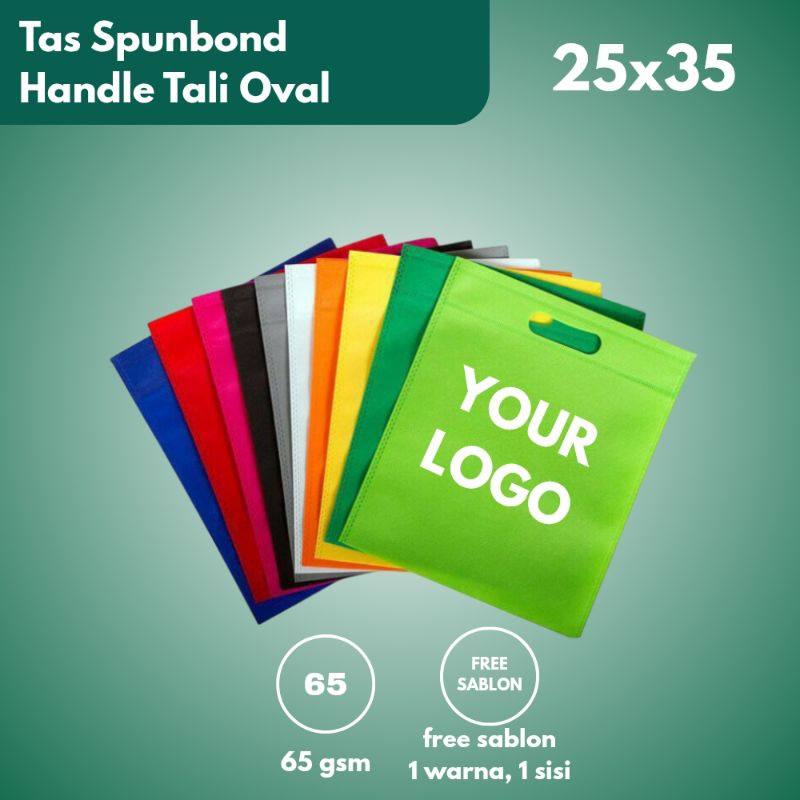 

[SABLON] Tas Spunbond OVAL Goodiebag Ukuran 25x35 Tebal Polos 65-70GSM Model Tali Oval