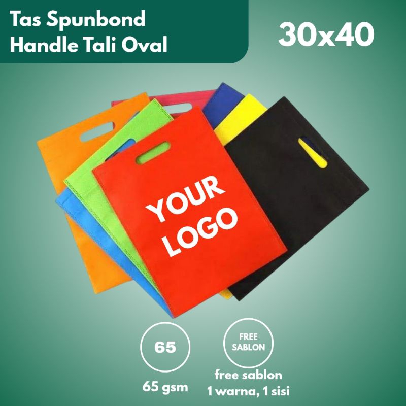 

[SABLON] Tas Spunbond OVAL Goodiebag Ukuran 30x40 Tebal Polos 65-70GSM Model Tali Oval