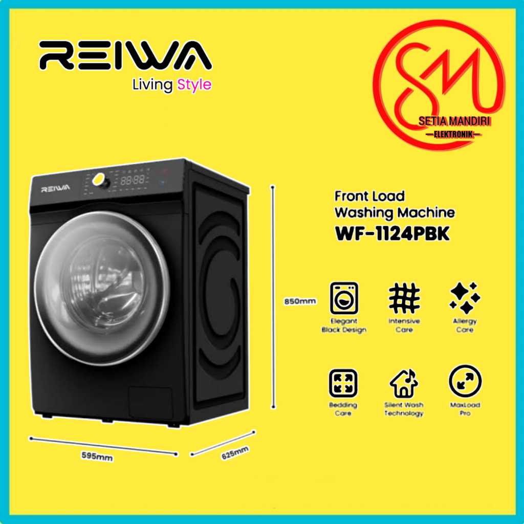 reiwa WF-1124PBK Mesin Cuci Front Loading