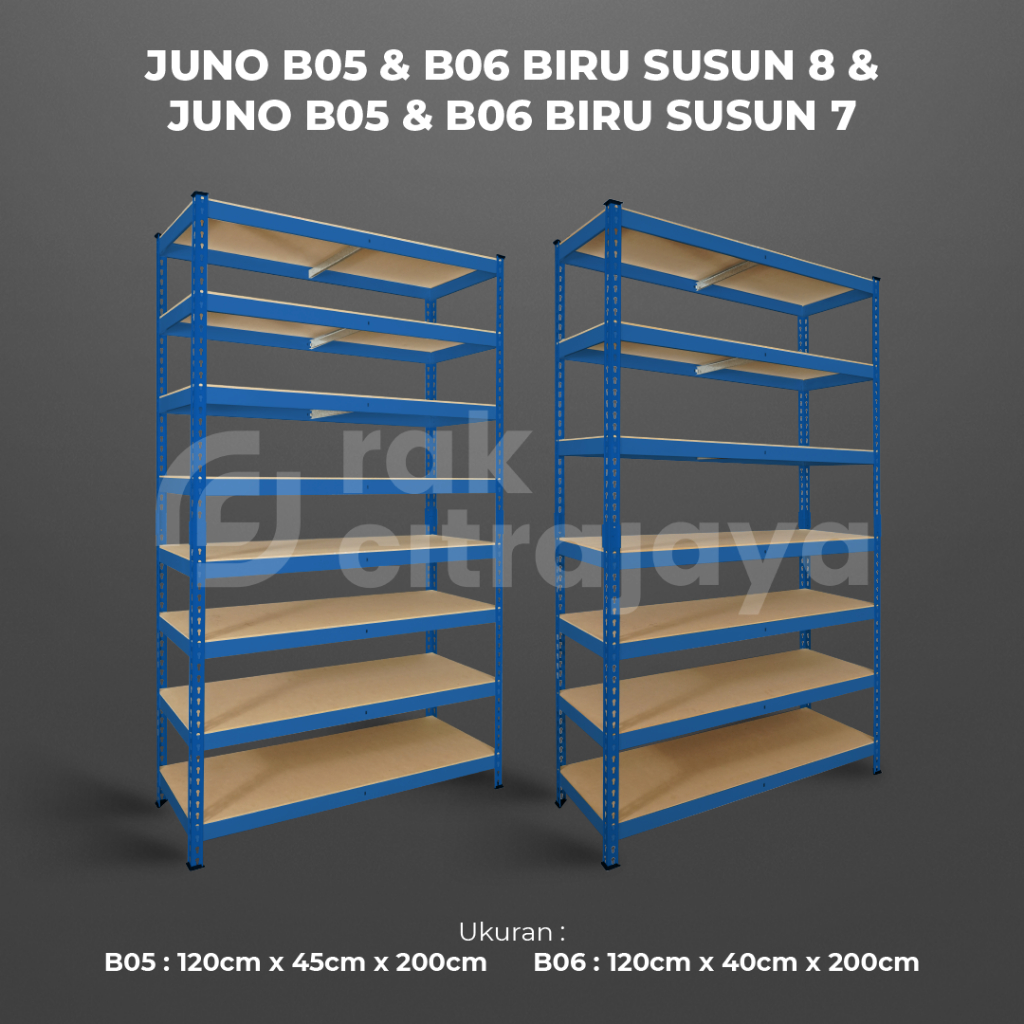 BOLTLESS RAK BESI GUDANG SIKU LUBANG SERBAGUNA TIDAK PERLU BAUT HEAVY DUTY | FULL BIRU